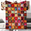 Vintage Patchwork Pikowana Koc Rzutowy Flanela Polar Miękki Przytulny Na Cały Sezon Wielofunkcyjny Biuro Na Zewnątrz Podróżny Koc