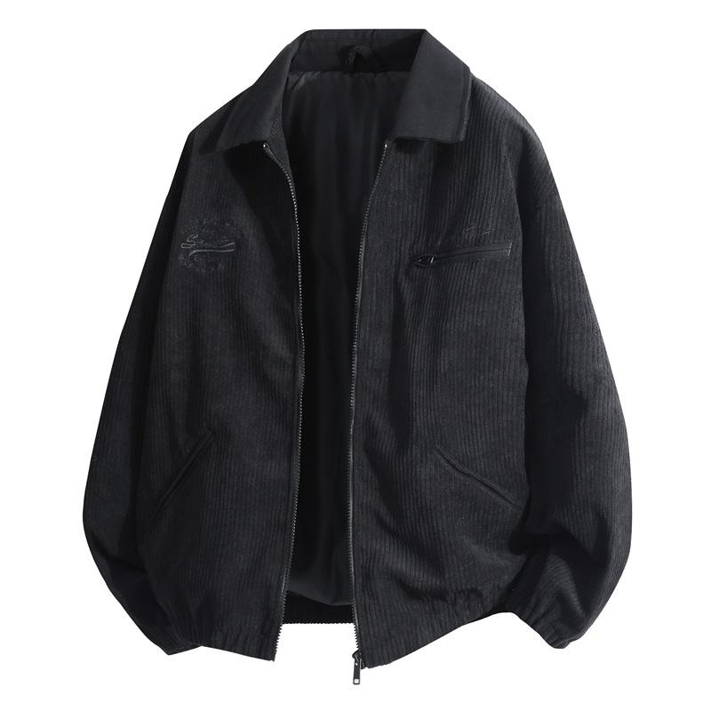 Corduroy Simple and Versatile Spring Long Sleeved Jacket with A Collar, Men's Casual Shirt Jacket