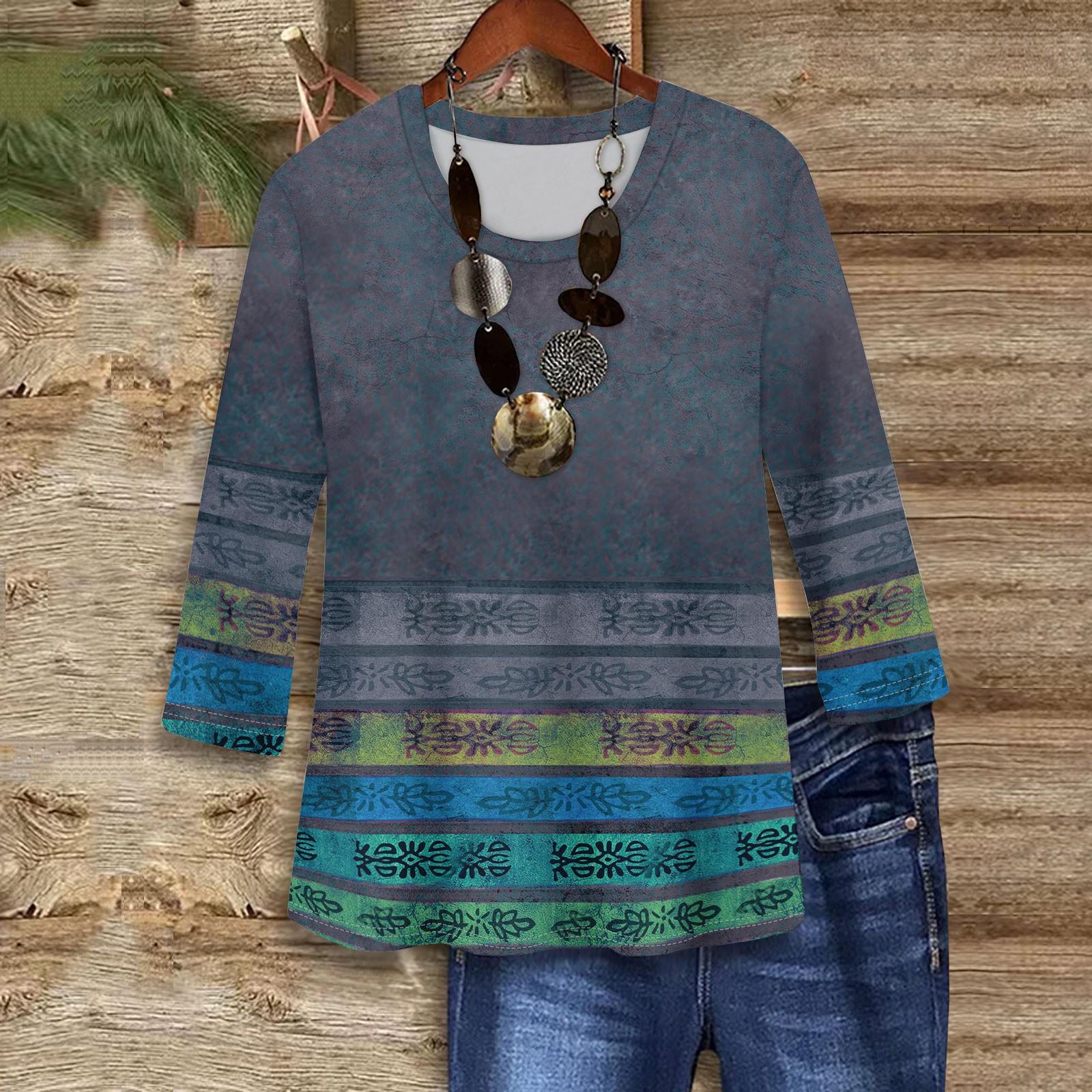 

Рубашки с рукавом 3/4 для женщин, милые футболки с графическим принтом, блузки, повседневные базовые топы больших размеров, пуловеры XL тёмно-синий