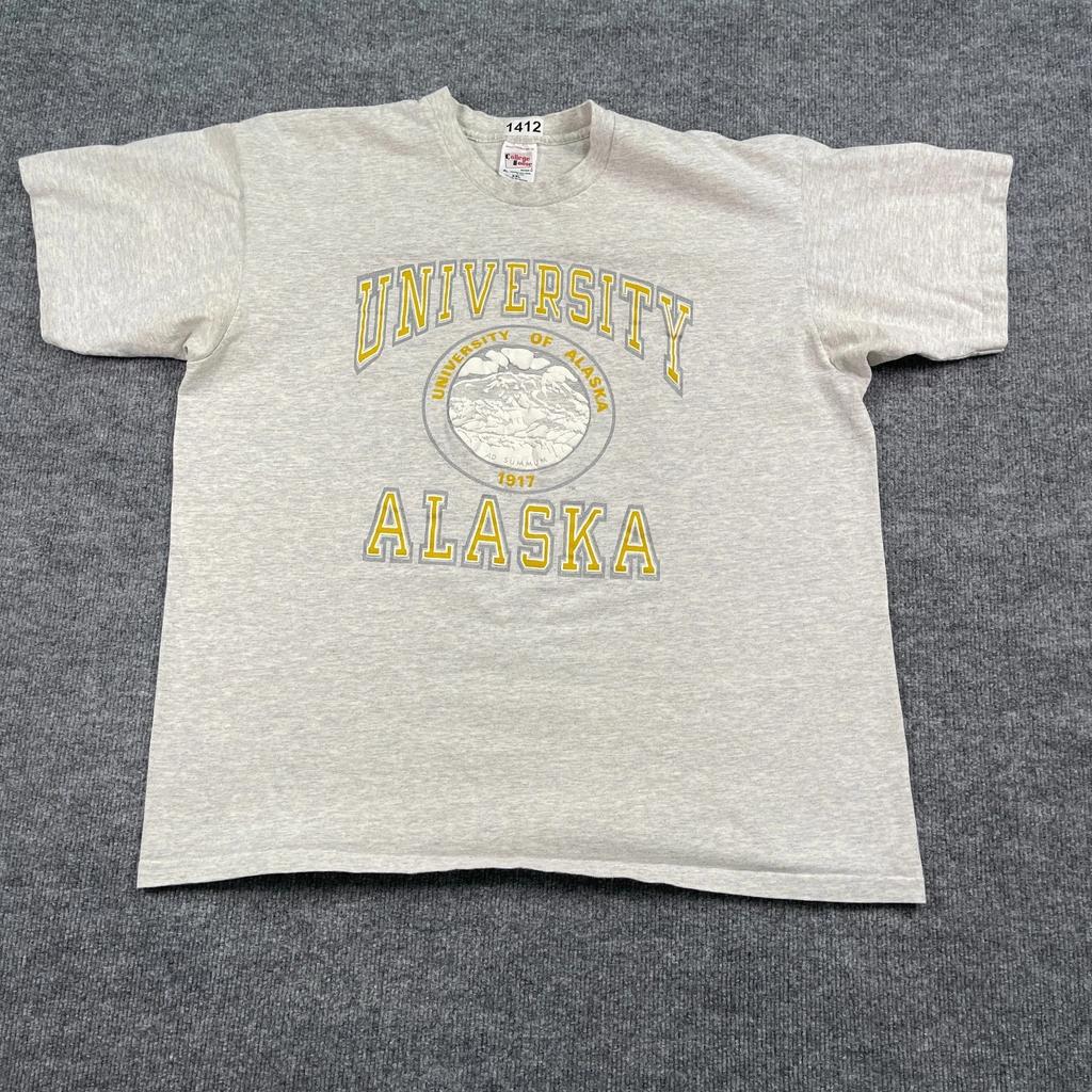 Vintage 90s University Alaska Shirt 2XL 25x28 Gray Arch Spellout