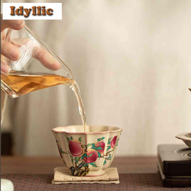 100ml Ru Kiln Pastel Peach Lard Jelly Teacup Elegant Tea Bowl Set Of Cups Tea-tasting Personal Cup Jianzhan Master Cups For Tea