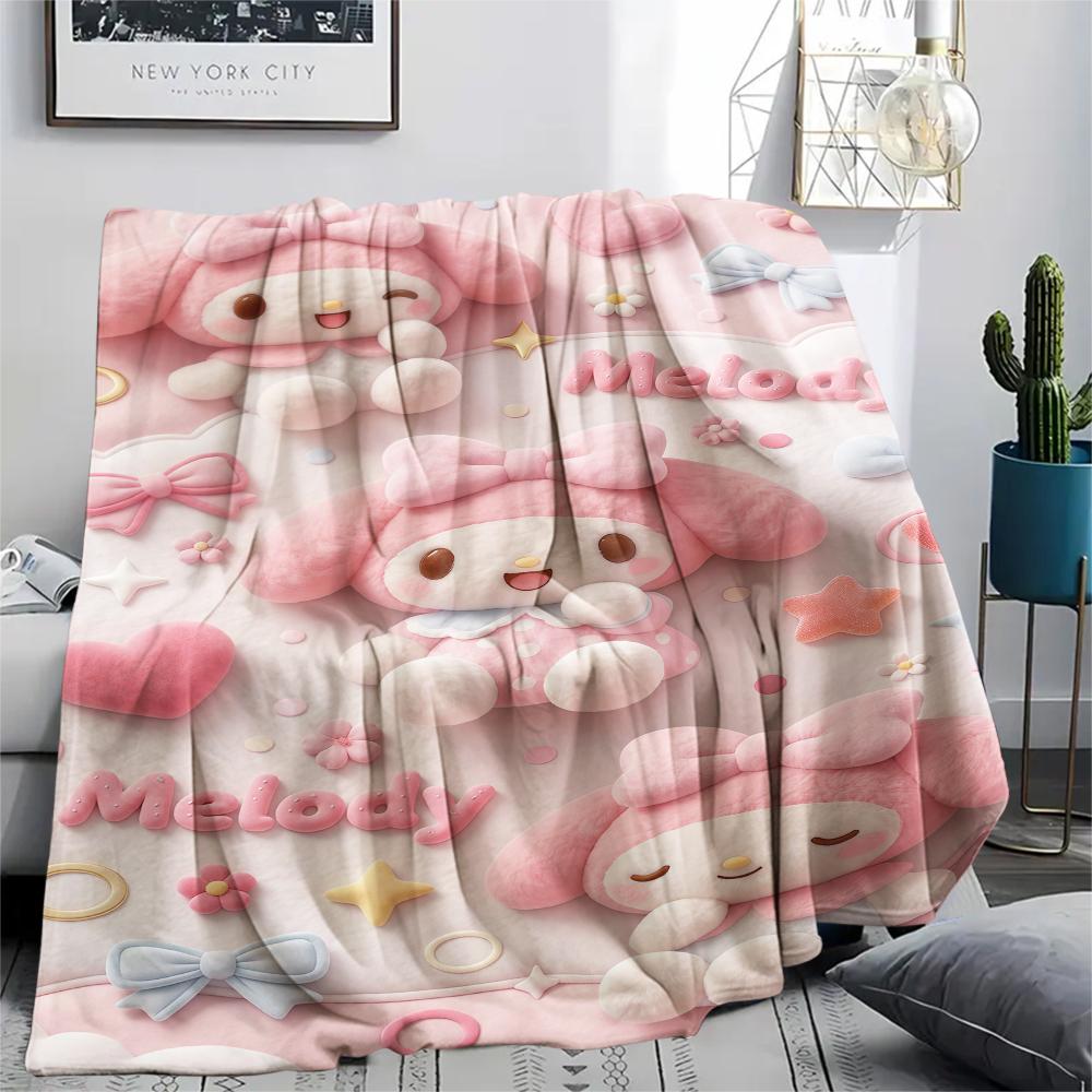 1PC My Melody Print Flannel Blanket, High quality All Seasons, Home Decor, Warmth and Comfort, Perfect for Christmas Gifts