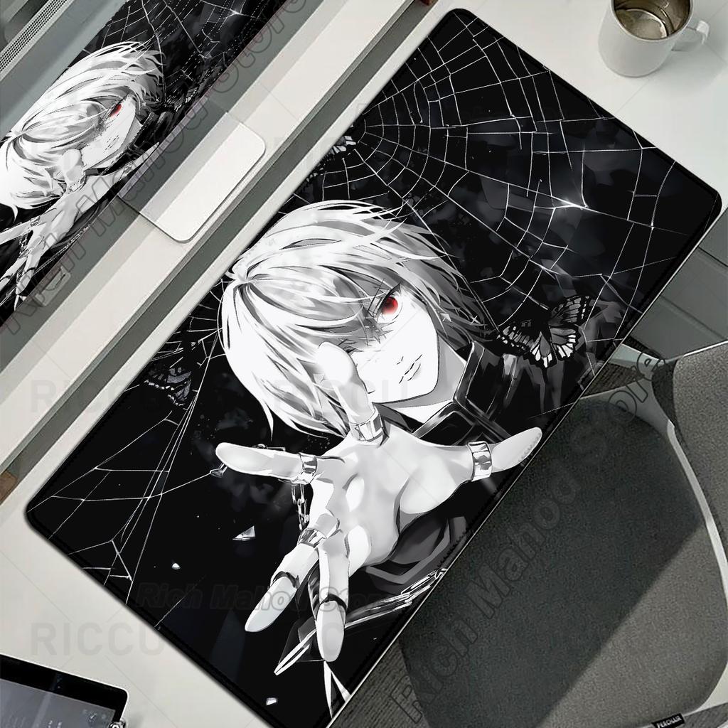 Black White Anime Desk Mat Tokyo Ghoul Mousepad Kaneki Ken Computer Gamer Non-slip Mouse Pad HD XXL PC Keyboard Desk Pad Playpad