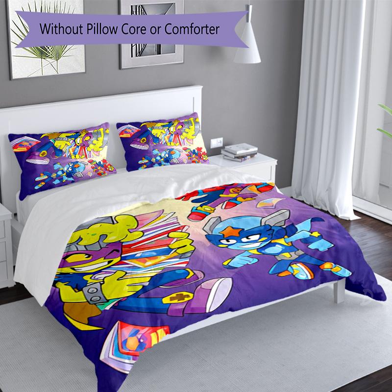 3pcs Superthings pattern bedding set duvet cover set includes duvet cover &pillowcases, perfect all season bedroom decoration & gift