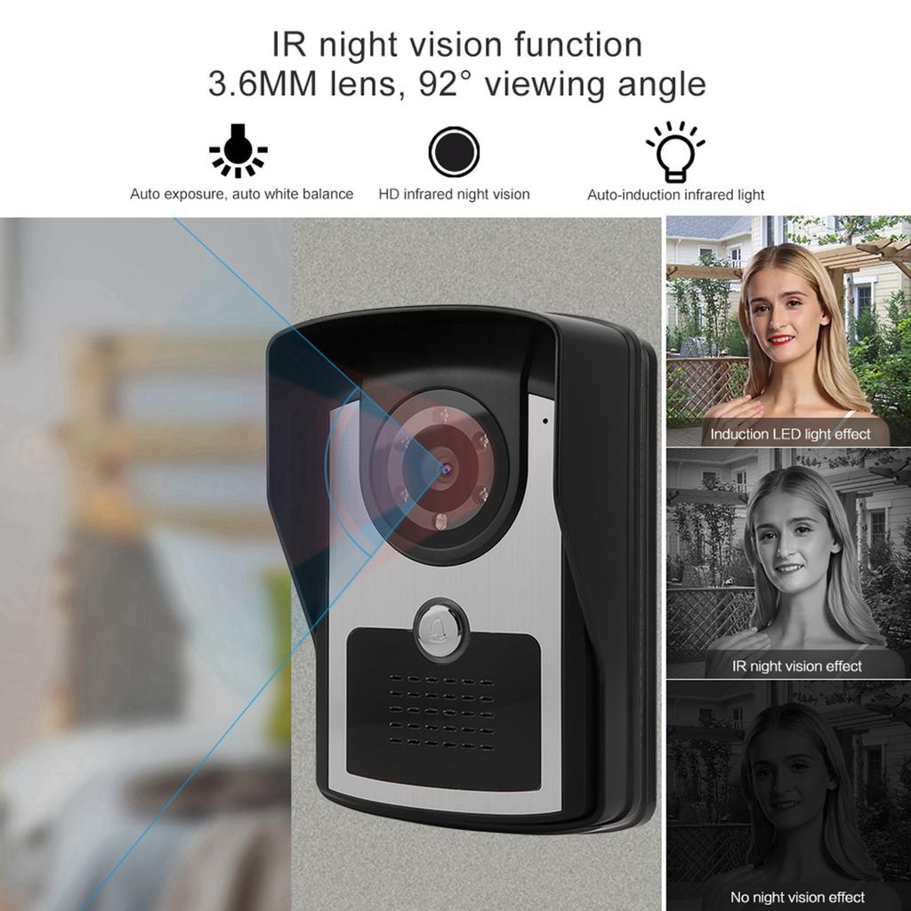Telefone de Porta de Vídeo LCD 7" Kit Campainha Intercomunicador com Fio Sistema de Entrada Doméstica 1V2 815FC12
