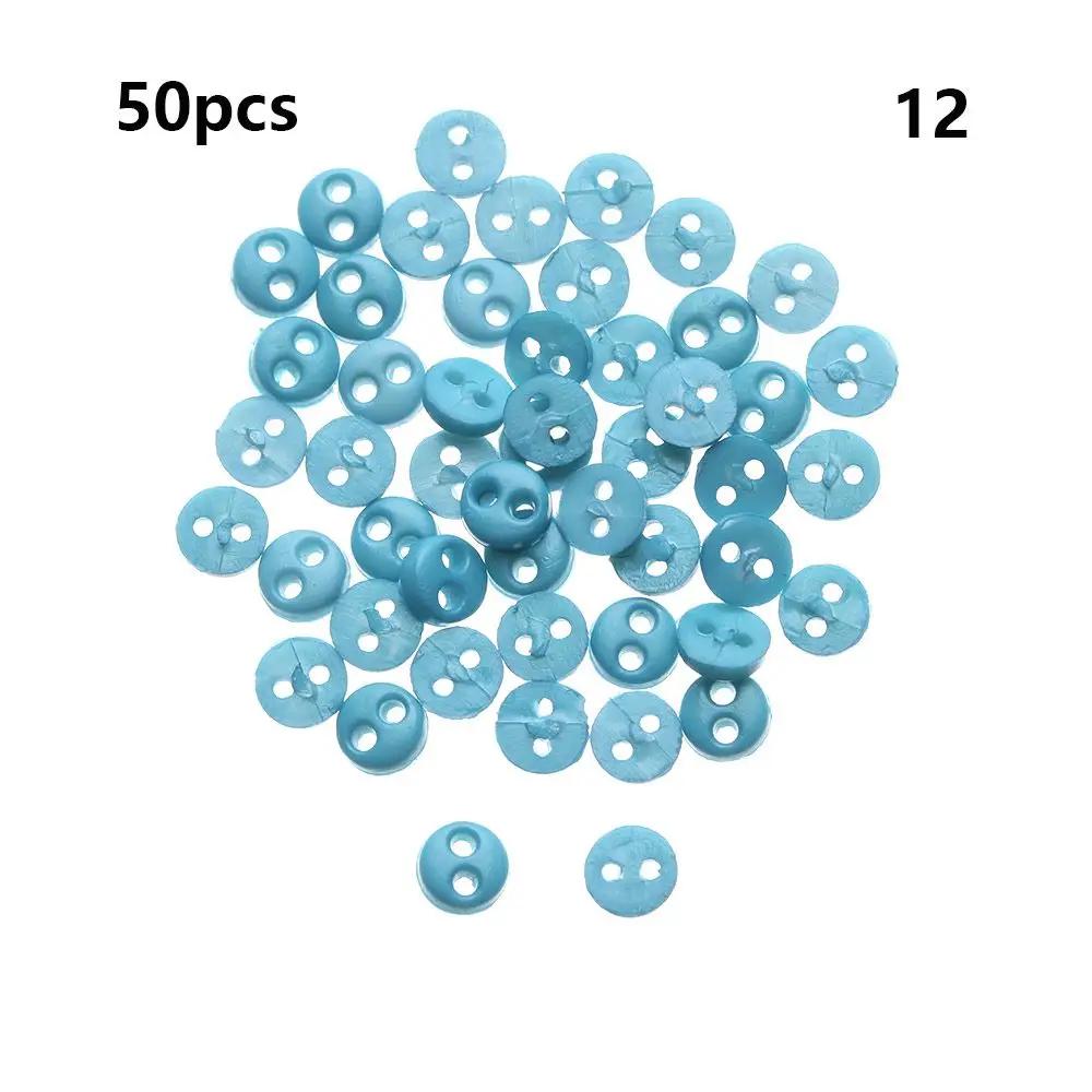 50Pcs 4mm Mini Buttons For DIY Doll Clothes Round Candy Color 2 Holes Card Making Scrapbooking Buttons Sewing Accessories