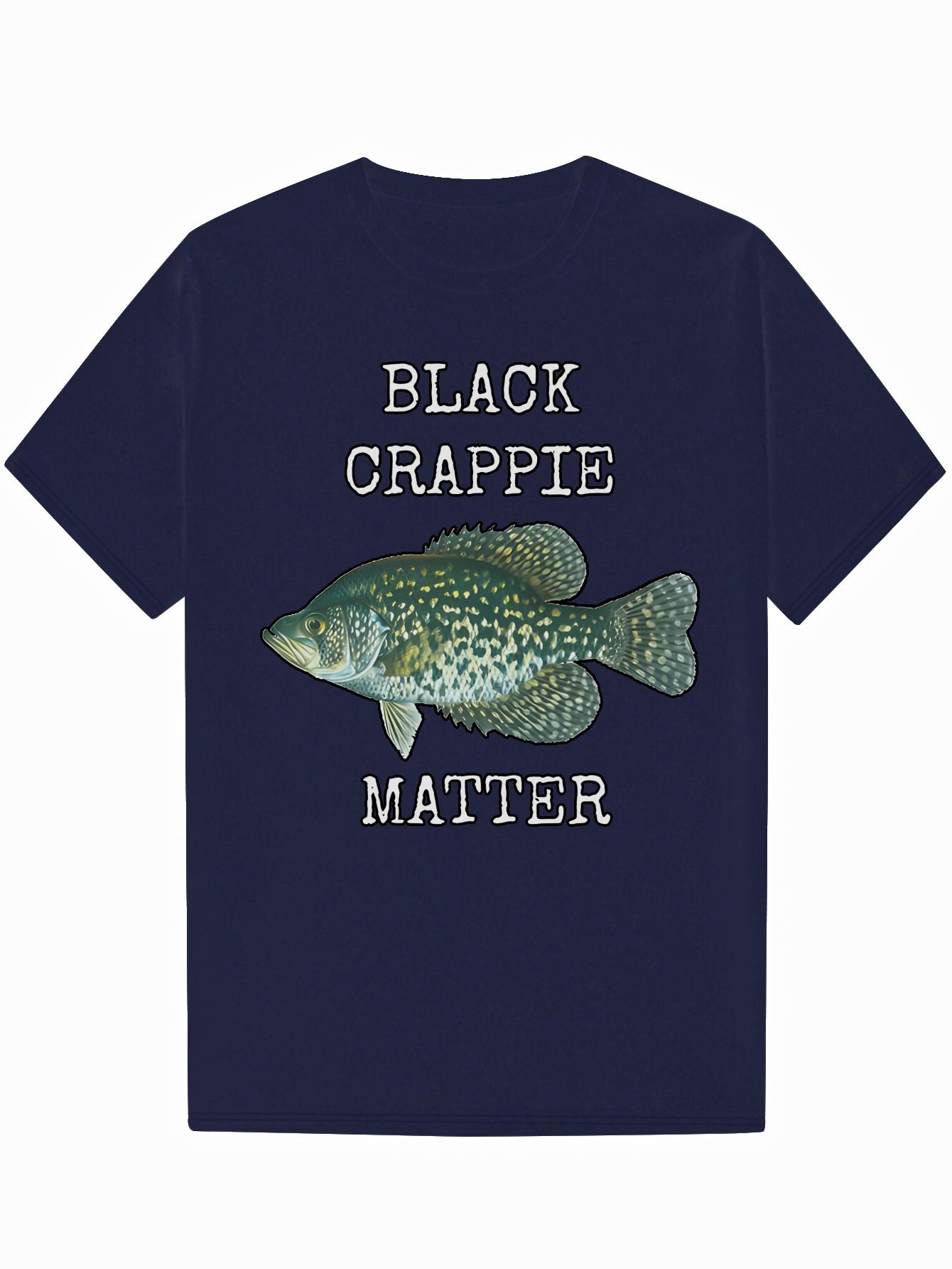 

Crew Neck Polyester T-shirt with Black Crappie Matter Graphic Print - Lightweight S