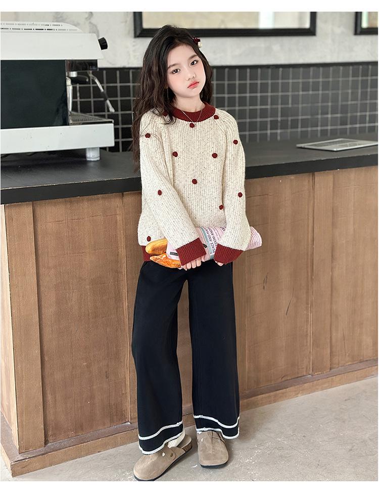 Girls' Thick Knit Sweater - Autumn/Winter Korean Style, Casual Warm Top for Kids