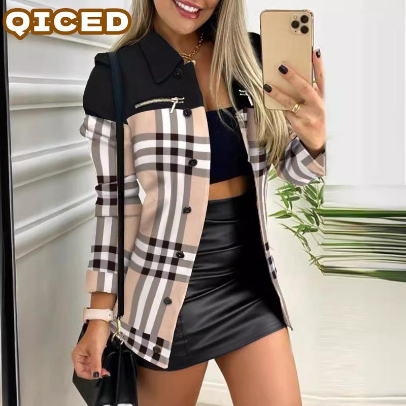 QICED Women's Vintage Casual Autumn Winter Long Sleeve Jackets & Coats Unique design