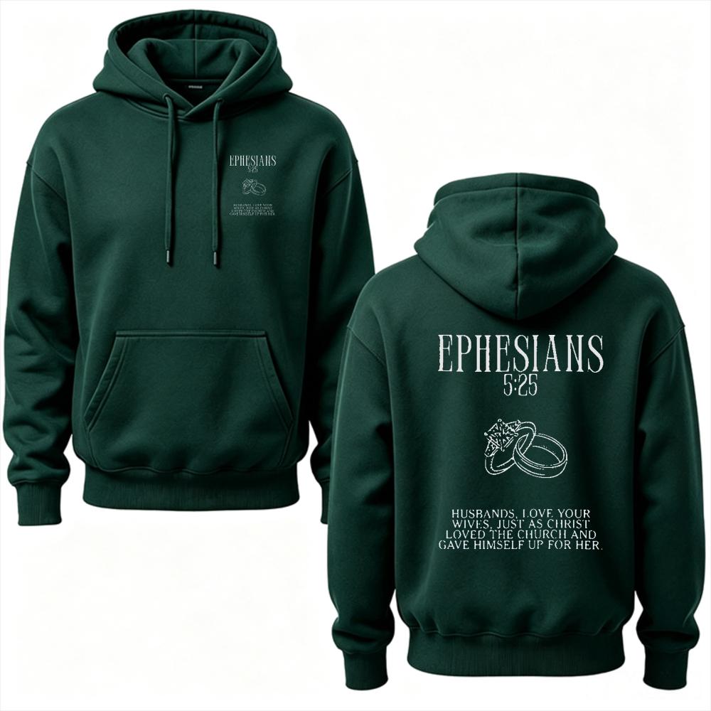 Matching Couple Hooded Ephesians 5:25 Bible Verse Wedding Ring Graphic Hooded Sweatshirt Christian Religious Marriage Lover Gift