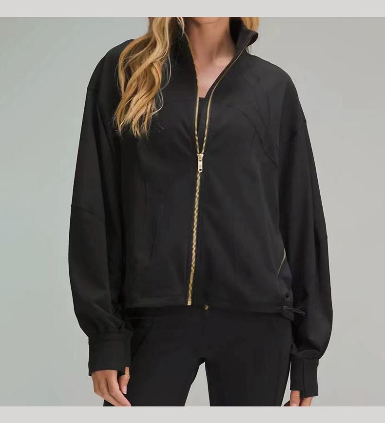 Loose-Fit Bat Sleeve Stand Collar Women's Windproof Sports Jacket for Autumn Yoga and Running