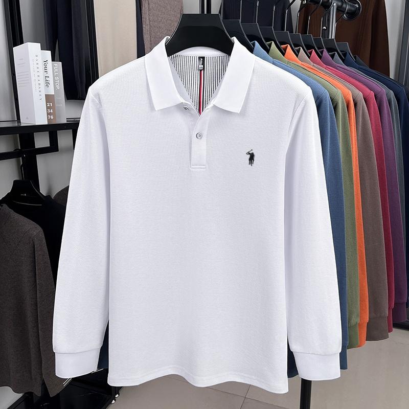 STORN 100% Pure Cotton High-end Brand Men's Long Sleeved Polo Shirt Autumn Fashion New Luxurious Pony Paul Embroidery Top Golf T-shirt