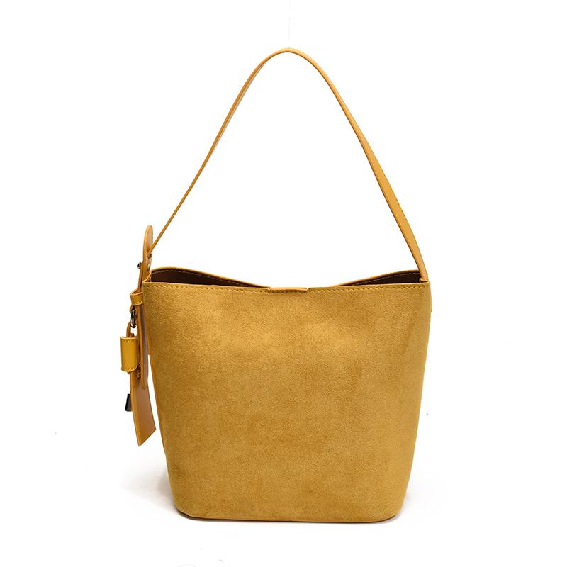 Ladies Handbag Female Bucket Bag Retro Basket Shoulder Bag Travel Faux Suede Bucket Bags Small Soft Tote Bags Daily