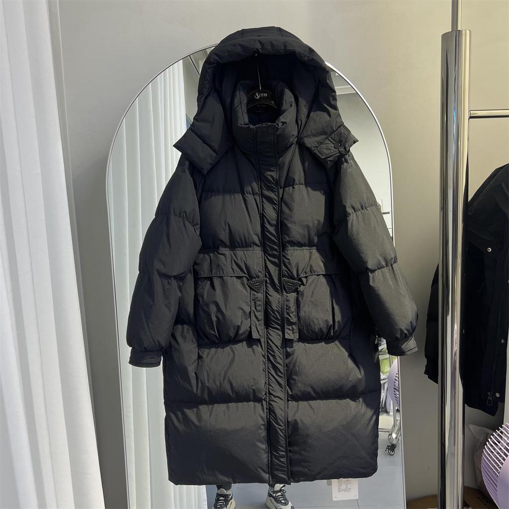 Women's 2024 Winter Hooded Down Jacket - Loose Fit, Plus Size, Mid-Length, Thick, Warm White Duck Down Outerwear