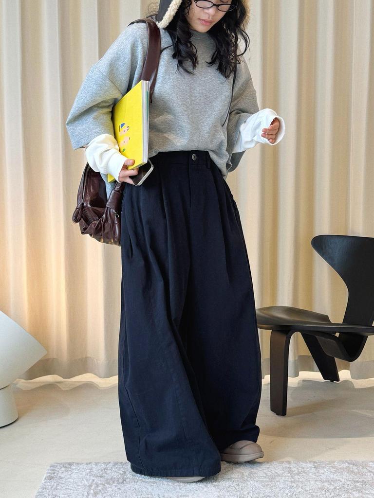 Louvre Spring Japanese Retro High-Density Cocoon-Shaped Wide-Leg Slimming Casual Pants for Women