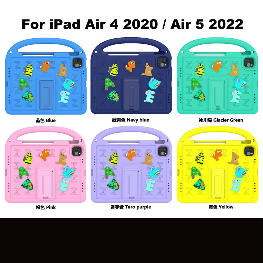 Pro Apple iPad Air 4 5 4. 5. generace 10,9 palce 2020 2022 A2325 A2316 A2588 Pouzdro Bezpečné pro děti Kreslené písmeno Přenosné EVA pěna Nárazuvzdorný Stojan Kryt na tablet