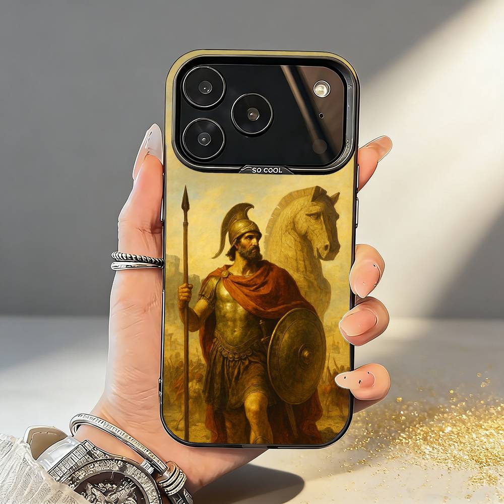 

O-Odyssey G-Greece Phone Case For iPhone17 16 15 14 13 12 Pro Max Grey Black Matte Laser Metallic Aurora Funda iPhoneXSMAX