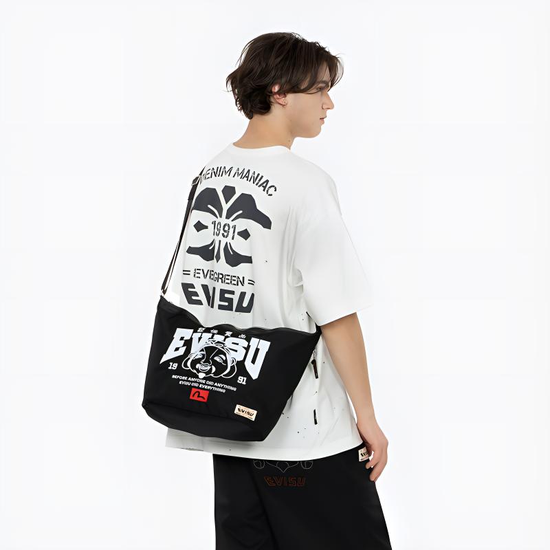 New EVISU Polyamide Shoulder Bag Regular Unisex Black 2ESHTU4BG8092XXSN