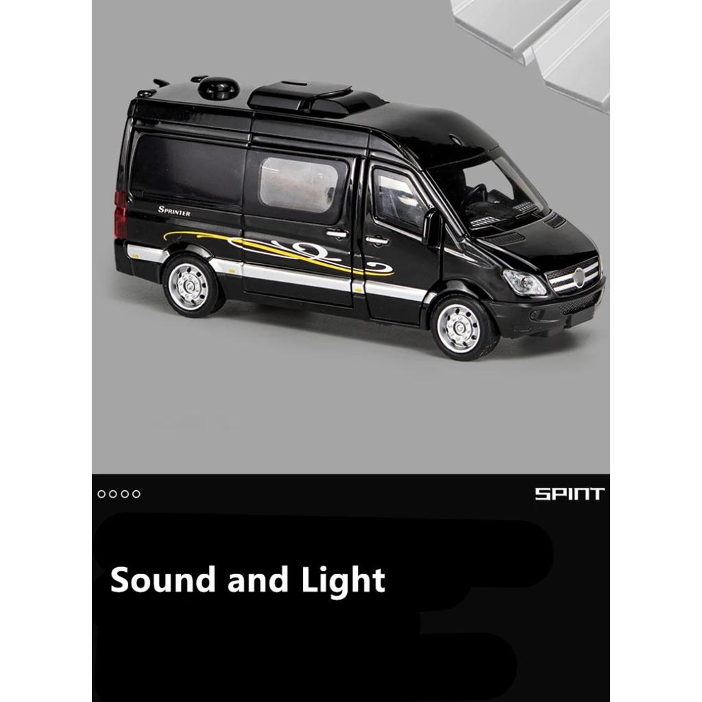 1/32 BENZ MB Sprinter MPV Van Spint RV Alloy Car Model Diecasts Metal Toy Car Simulation Sound and Light Kids Toy Collectibles Gifts