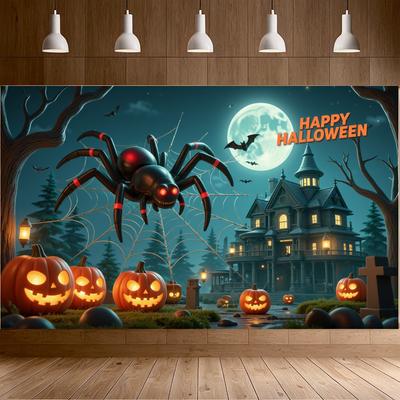 Halloween Banner Haunted Effect Halloween Party Banner Pumpkin Backdrop Pumpkin Illustration Night Theme Banner For Haunted