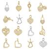 Family Heart Brass Cubic Zircon Stone Charms Love Lock Key Pendant for Bracelet Earring Necklace Making