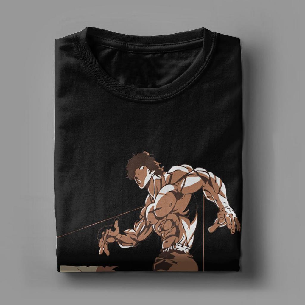 Men's T-Shirts Baki Hanma Grappler Yujiro Vintage Pure Cotton Tee Shirt Short Sleeve Anime T Shirts O Neck Clothes Gift