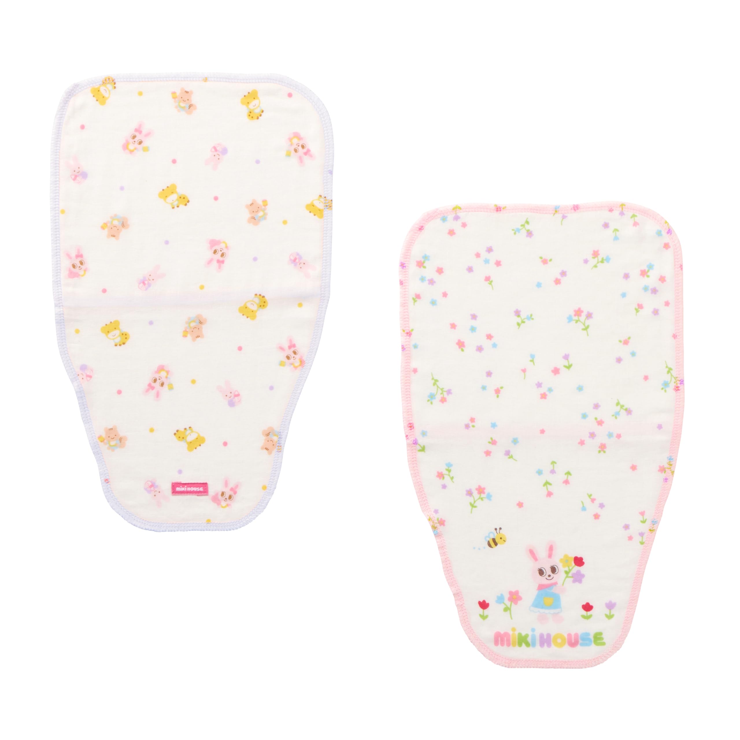 

MIKI HOUSE Sweat Absorbing Pad Set Sweat Absorbing Cotton Bear and Rabbit Made in for Boys and Pink (2-Piece Set), Innerwear, 100% Gauze, Designs, розовый