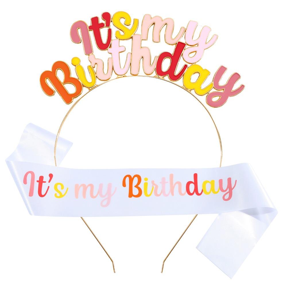 

Sparkling Happy Birthday Headpiece Glamorous Hair Accessory Set Birthday Celebration Style 2