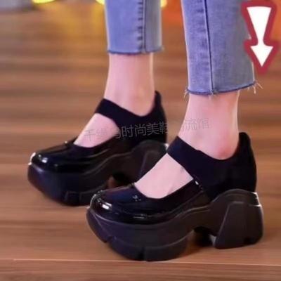 British Style Small Leather Shoes Inner Height Increase Women's Shoes Spring and Autumn Platform Mary Jane Muffin Loafer Breathable Increase