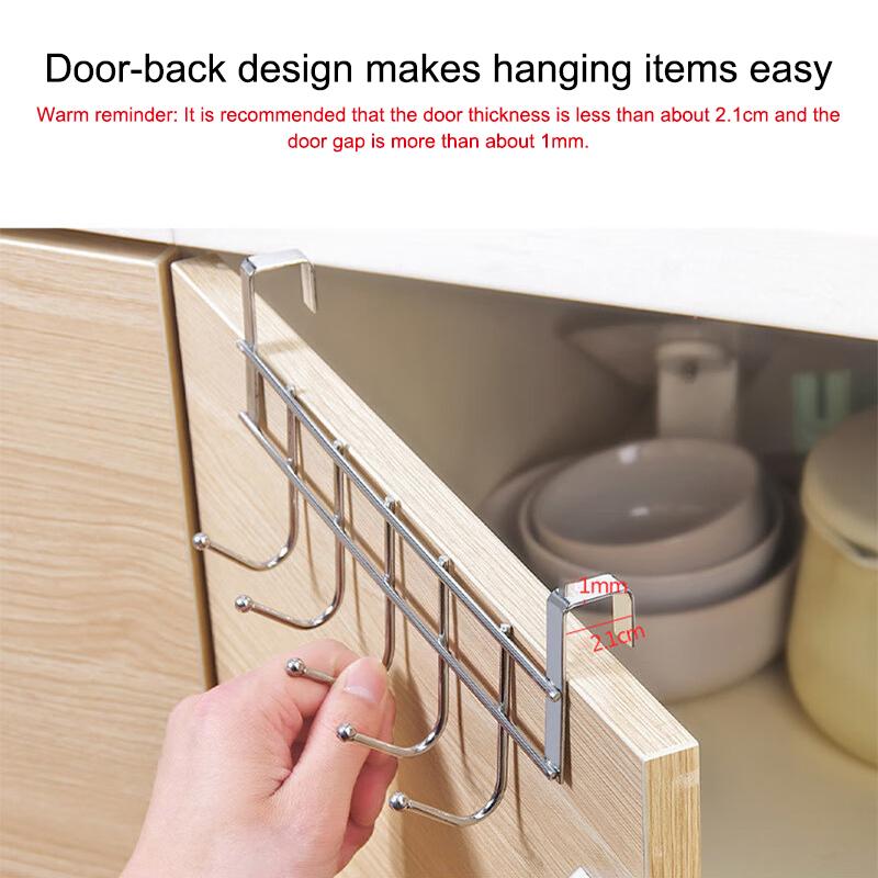 No Drill Over Door Hooks 5 Hooks Heavy Duty Organizer Space-Saving Wall Hanger For Coat Key Towel In Closet Bedroom Hallway