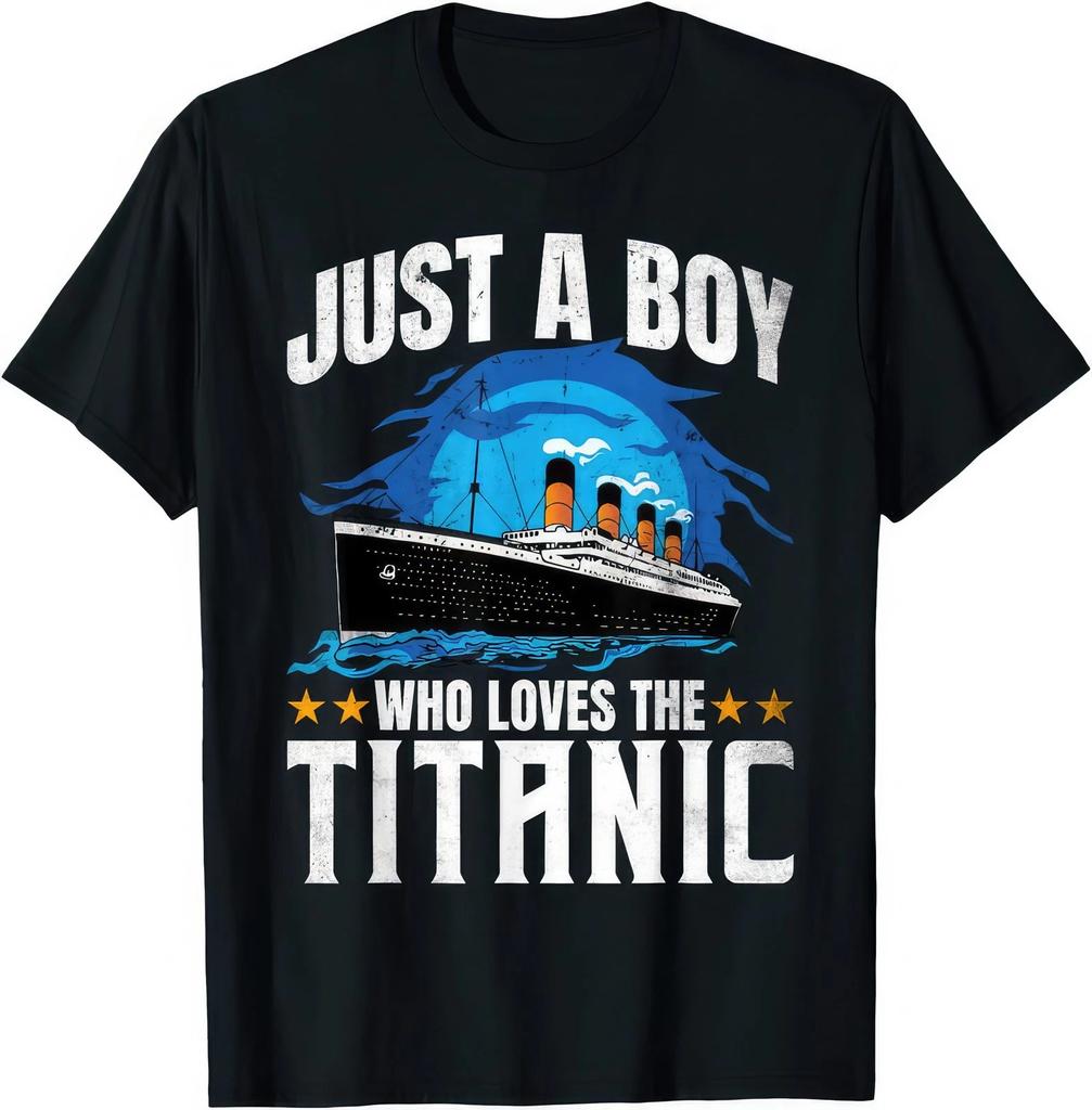Just A Boy Who Loves RMS Titanic Ship History Fan Graphic T Shirt