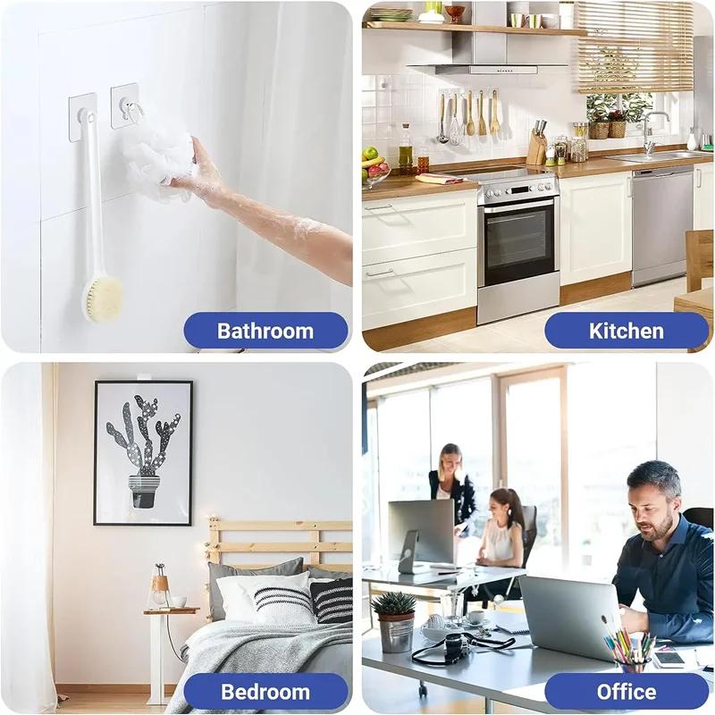 Strong Self Adhesive Wall Hooks Clear Closet Cabinet Shelf Pegs Poster Nails Wall Hangers Kitchen Bathroom Screw Holder Hanger