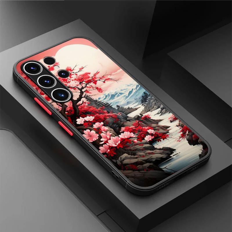 Japanese Landscape Cool Matte Case For Samsung Galaxy S24 S22 S23 S20 S21 FE S10 Plus Capa Note 20 Ultra 10 Lite Phone Fundas