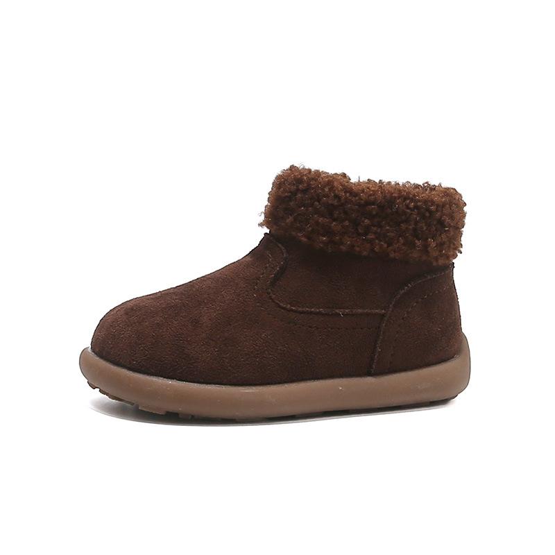

Winter Fleece-Lined Warm Baby Girls Cotton Boots Soft Sole Anti-Slip Toddler Boys Short Boots size 22 коричневый