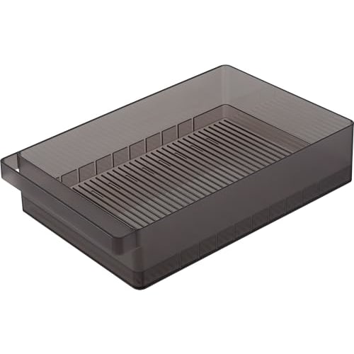 Yamazaki Tower Refrigerator Storage Case, Large, with Dividers, Black, W37.5 X D22 X H8.2cm, 1478, for Refrigerator Storage