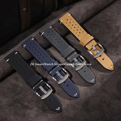 20mm 22mm Watch Strap for Huawei Gt3 Watchband for Samsung Watch Quick Release for Seiko 5 Bracelet Brown Porous Breathable Band