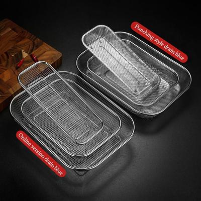 New Stainless Steel Washing Basket Sink Strainer Colander Square Mesh Colander Vegetable Storage Basket Washing Basin