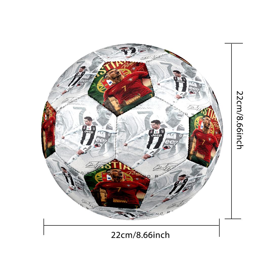 Eredità di Ronaldo Pallone da Calcio Bianco e Nero Taglia 5 Cucito a Macchina Allenamento e Partite Indoor/Outdoor Regalo Commemorativo Perfetto per gli Amanti del Calcio