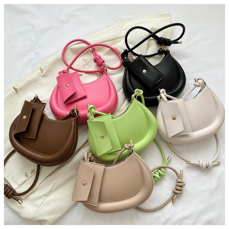 Fashionable New Moon Bag In Multiple Colors Street Style Shoulder Bag With Unique Stitching