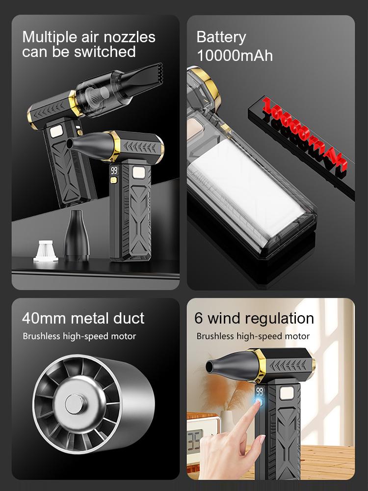 400000RPM Violent Fan Powerful Electric Air Blower Portable Dust Cleaner TypeC Charging 55m/s Brushless Turbo Jet Fan Blower