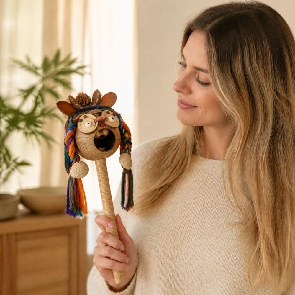 Natural Nut Husk DIY Craft Kit Whimsical Design Nut Husk Wand Rattle drum Different Occasions