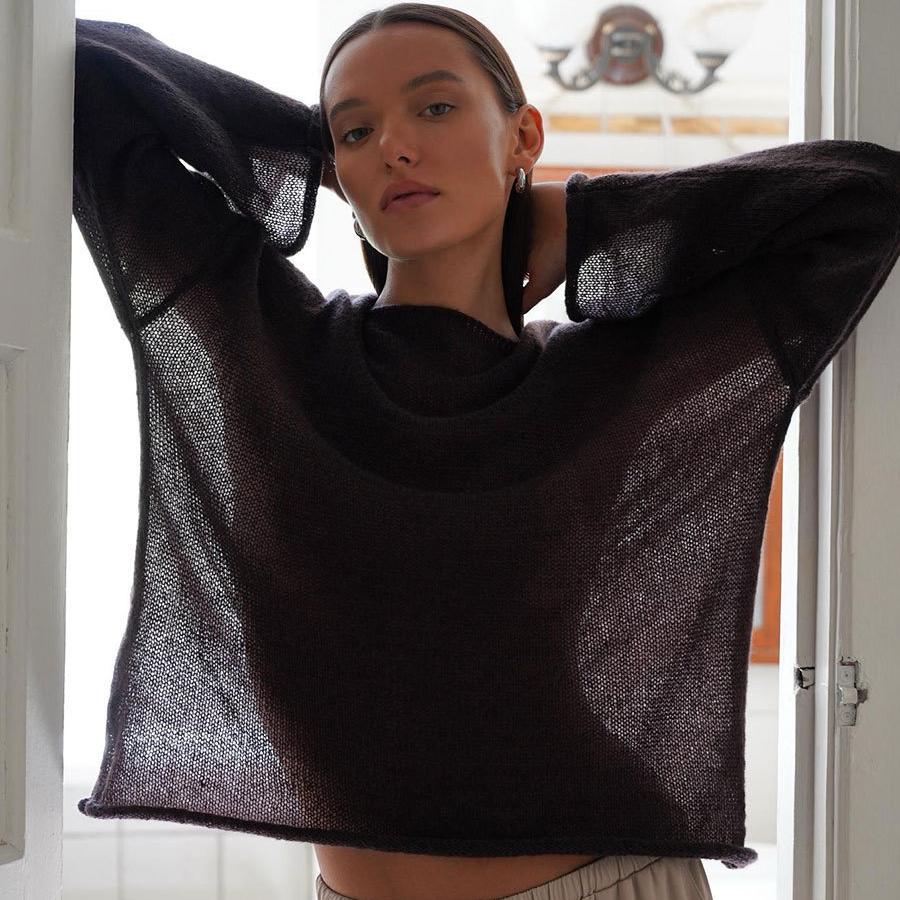 Ženy Dlouhý rukáv Průhledné Dámské Svetry Jaro Podzim Duté Ležérní Pletený svetr Tenký svetr s kulatým výstřihem Topy Elegantní jednoduchý úplet