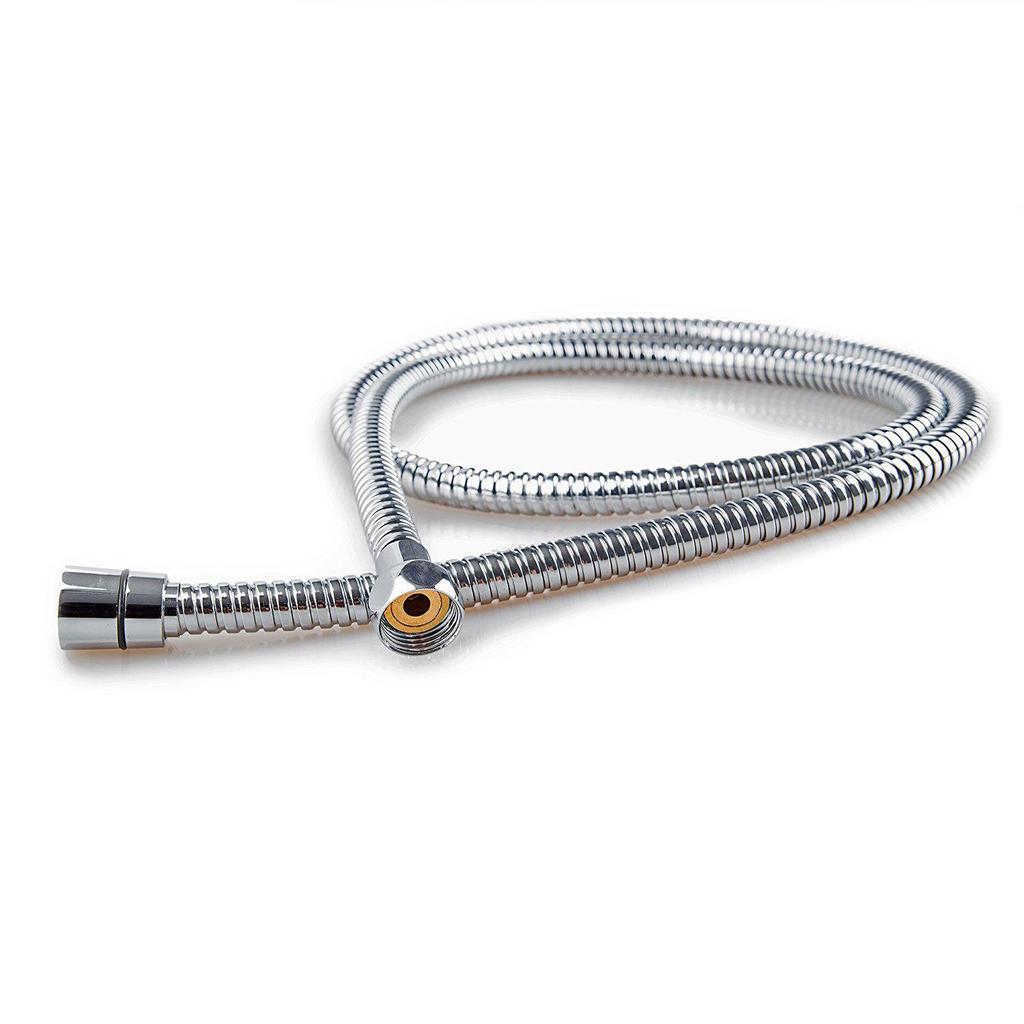 Adjustable Universal Shower Hose, 1.5-2m, Stainless Steel, Copper Cap, Double Buckle Flexible Tube for Hot/Cold Water