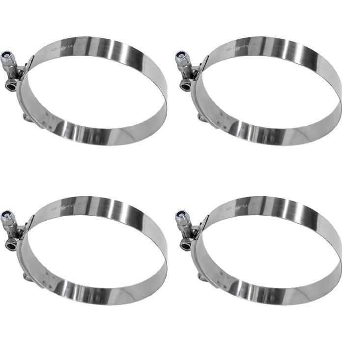 4 PCS 2" T-Bolt Hose Clamp, Stainless Steel Adjustable Pipe Clamp with Working Range 57-65mm, Heavy-Duty Turbo Intake Intercooler Clamps ert Locknut