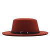 Hat Women's Woolen Top Hat Autumn and Winter Solid Color Retro Gentleman British Style Flat Top Belt Accessories Felt Hat