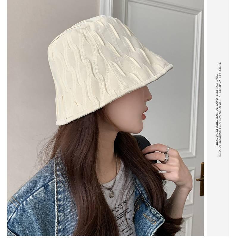 Cotton Pleated Bucket Hat For Fall Winter Fashion Women