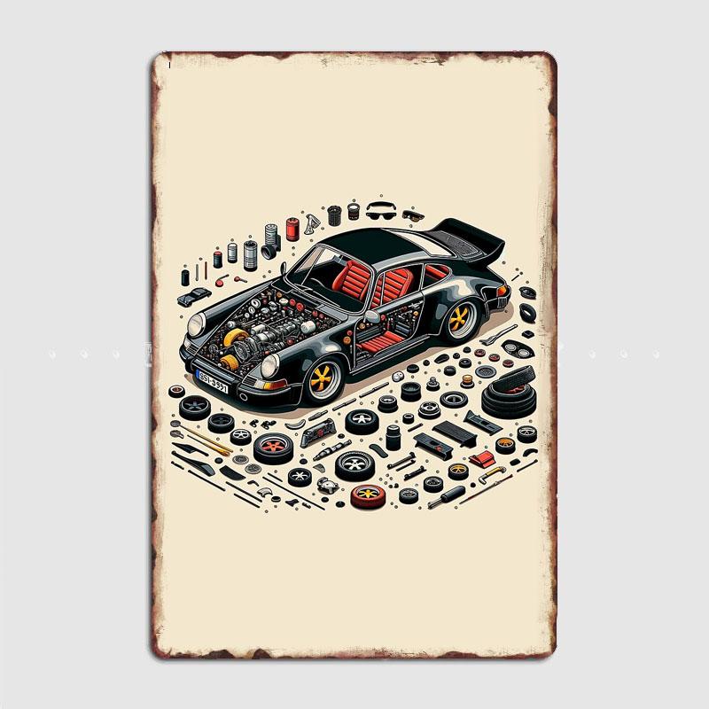 

Classic Sports Car Knolling 911/930 Car Model Metal Poster Sign Club Custom Indoor Wall Decor Tin Sign Room Decor Home Decor 20x30cm