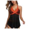 2024 New Sexy Swimwear Summer Women Tankini Sets Stripe Print Backless Halter Two Pieces Swimsuit Beachwear Swimdress Sets