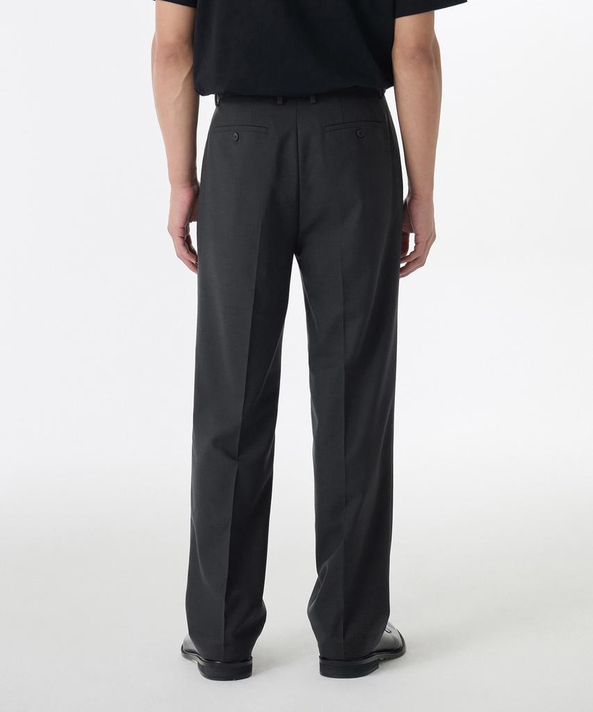 MUSINSA STANDARD Wool Blend Wide Hidden Elastic Waist Slacks [Charcoal Gray]