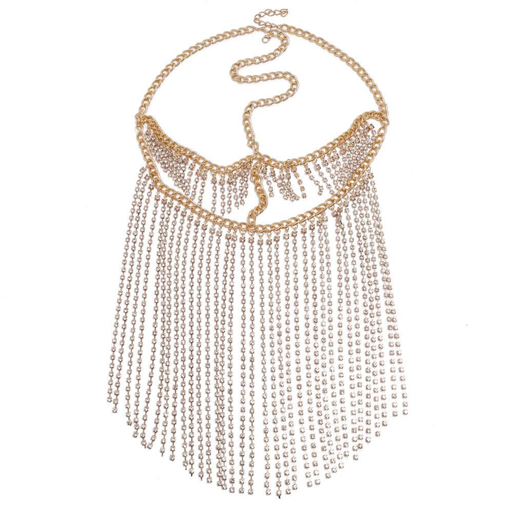 

Fashion Rhinestone Decoration With Tassel Design Women Headwear Face Curtain For Nightclub Party And Performance